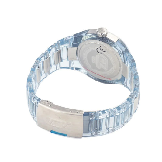 Chronotech Transparent Polycarbonate Dress Watch with Blue Dial 44mm
