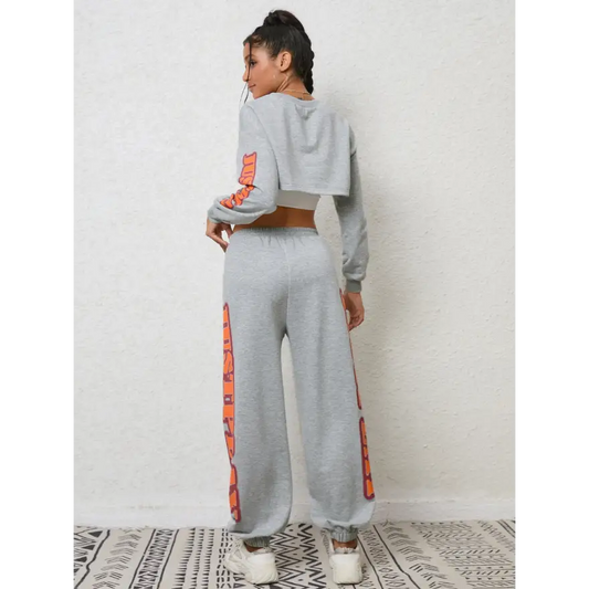 Effortless Cool Cropped Sweatshirt and Sweatpants Set Elevates Loungewear Game Clothing Tops Trendsi