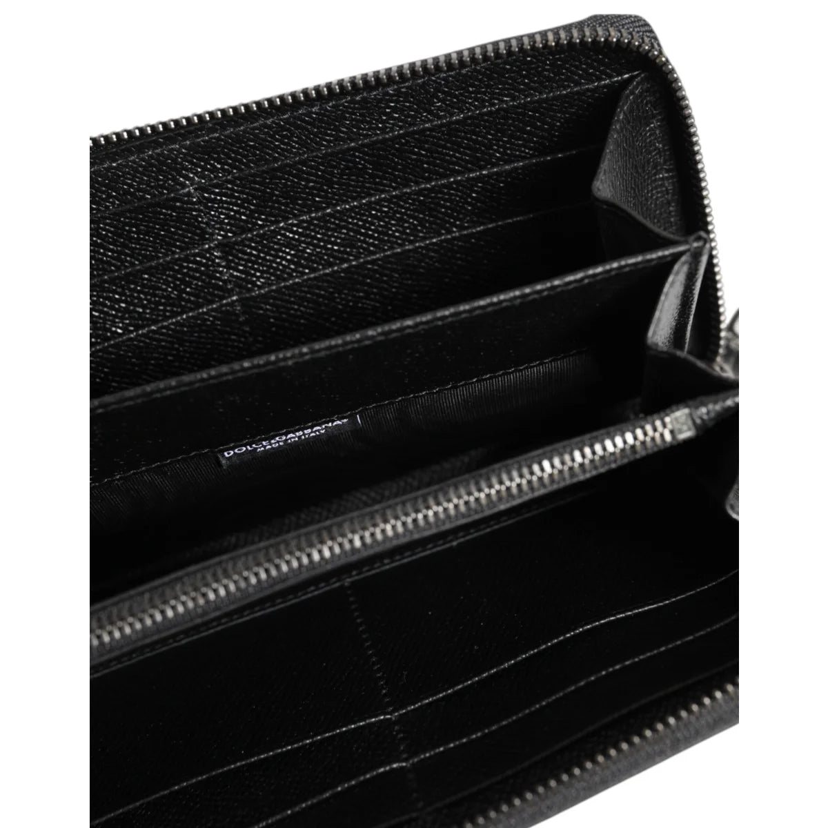 DGFamily Zipper Continental Gabbana Black Leather Wallet for Men Dolce &