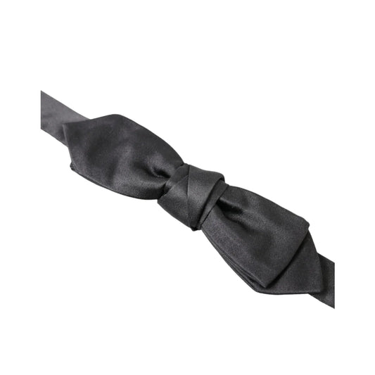 Dolce Gabbana Anthracite Gray Adjustable Silk Bow Tie &