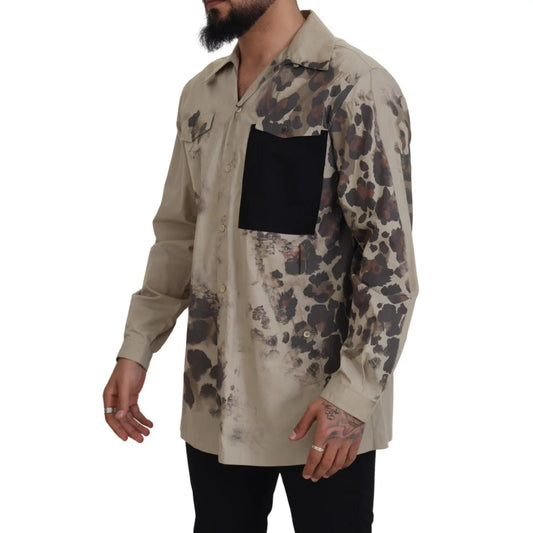 Dolce & Gabbana Beige Camouflage Cotton Long Sleeves Shirt