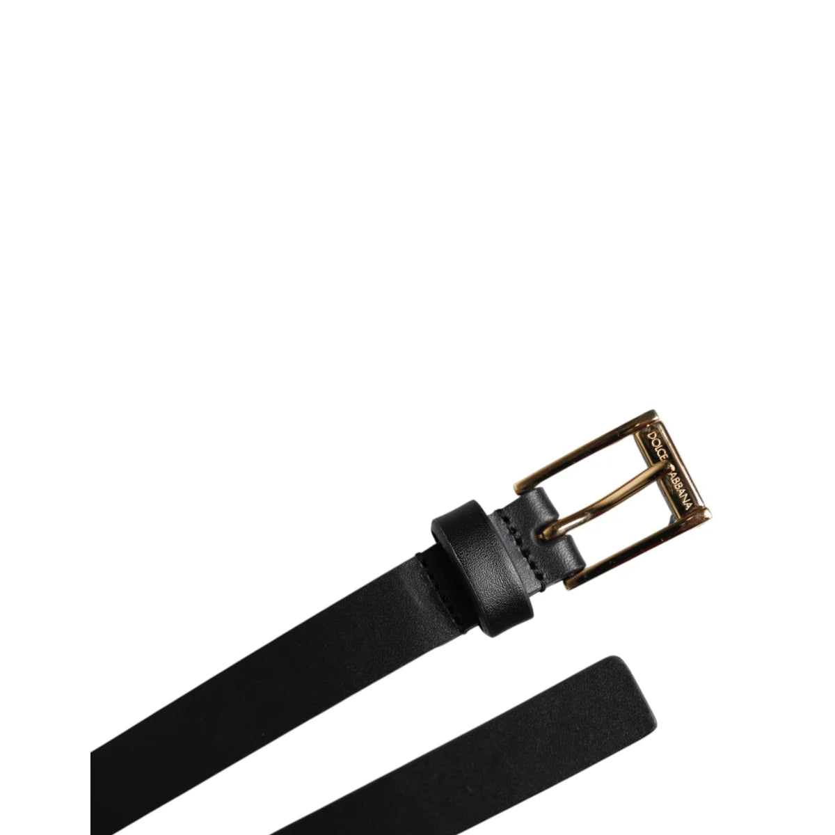 Dolce Gabbana Belt with Gold Metal Buckle in High-Quality Leather &