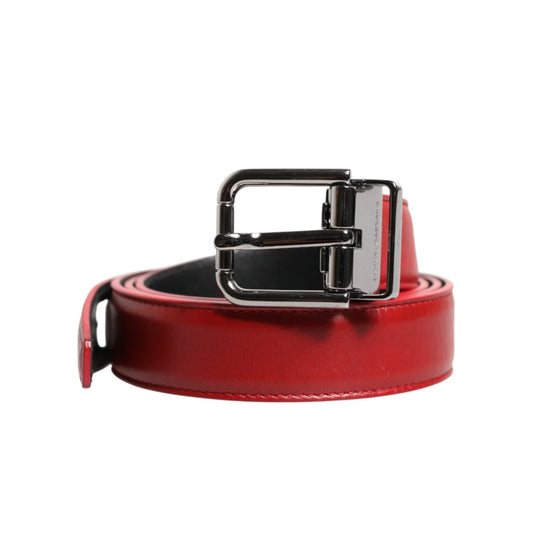 Dolce and Gabbana Belt High-Quality Leather with Metal Buckle Closure &