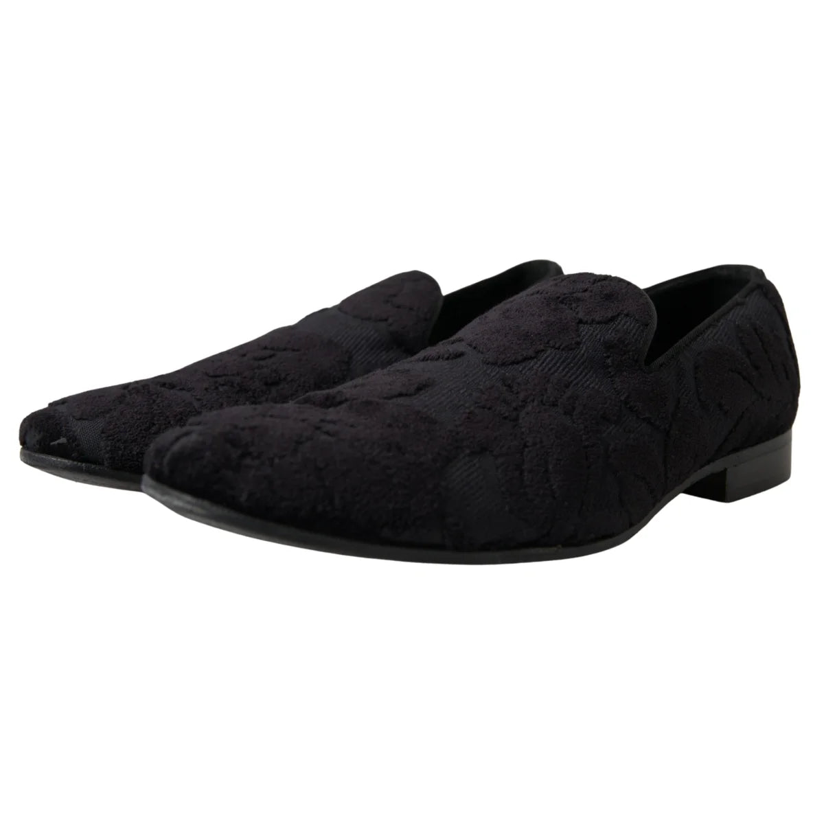 Dolce & Gabbana Black Brocade Loafers Formal Shoes