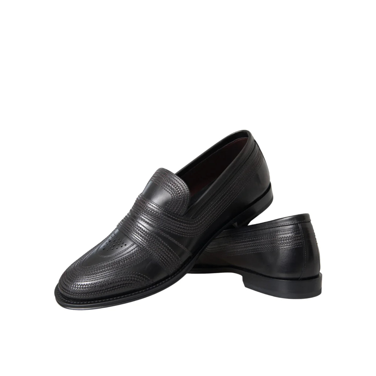 Dolce & Gabbana Black Brown Leather Loafer Men Dress Shoes