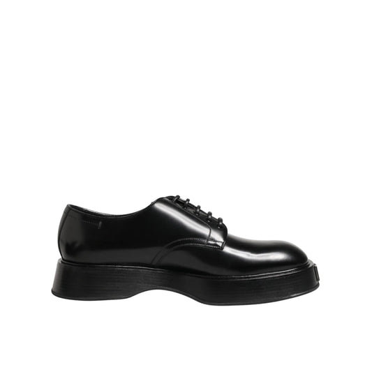 Dolce & Gabbana Black Calfskin Leather Lace-Up Dress Shoes