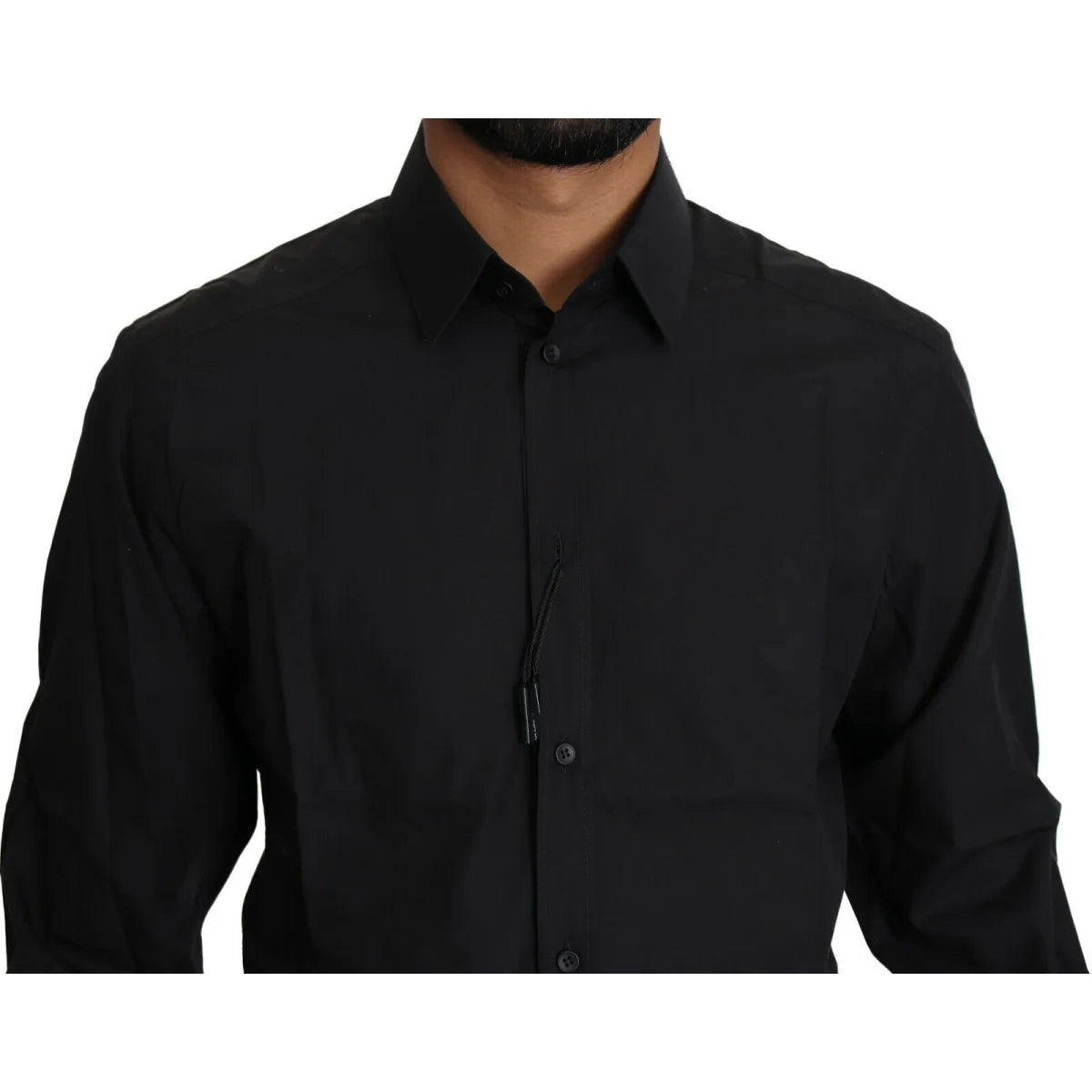 Dolce and Gabbana Black Cotton Formal Slim Fit Shirt for Men &