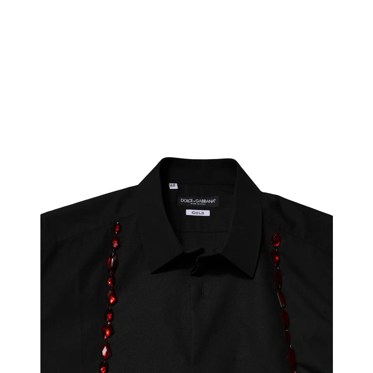 Dolce & Gabbana Black Crystal Gold Dress Shirt for Men