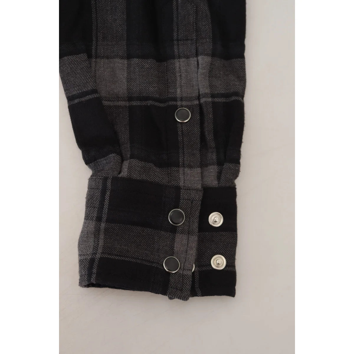 Dolce & Gabbana Black Gray Check Long Sleeves Cotton Shirt
