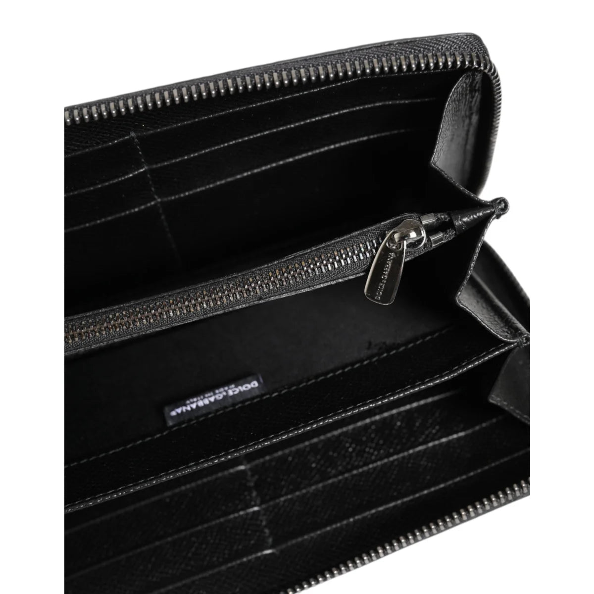 Dolce & Gabbana Black Gray Leather Zip Continental Wallet for Men