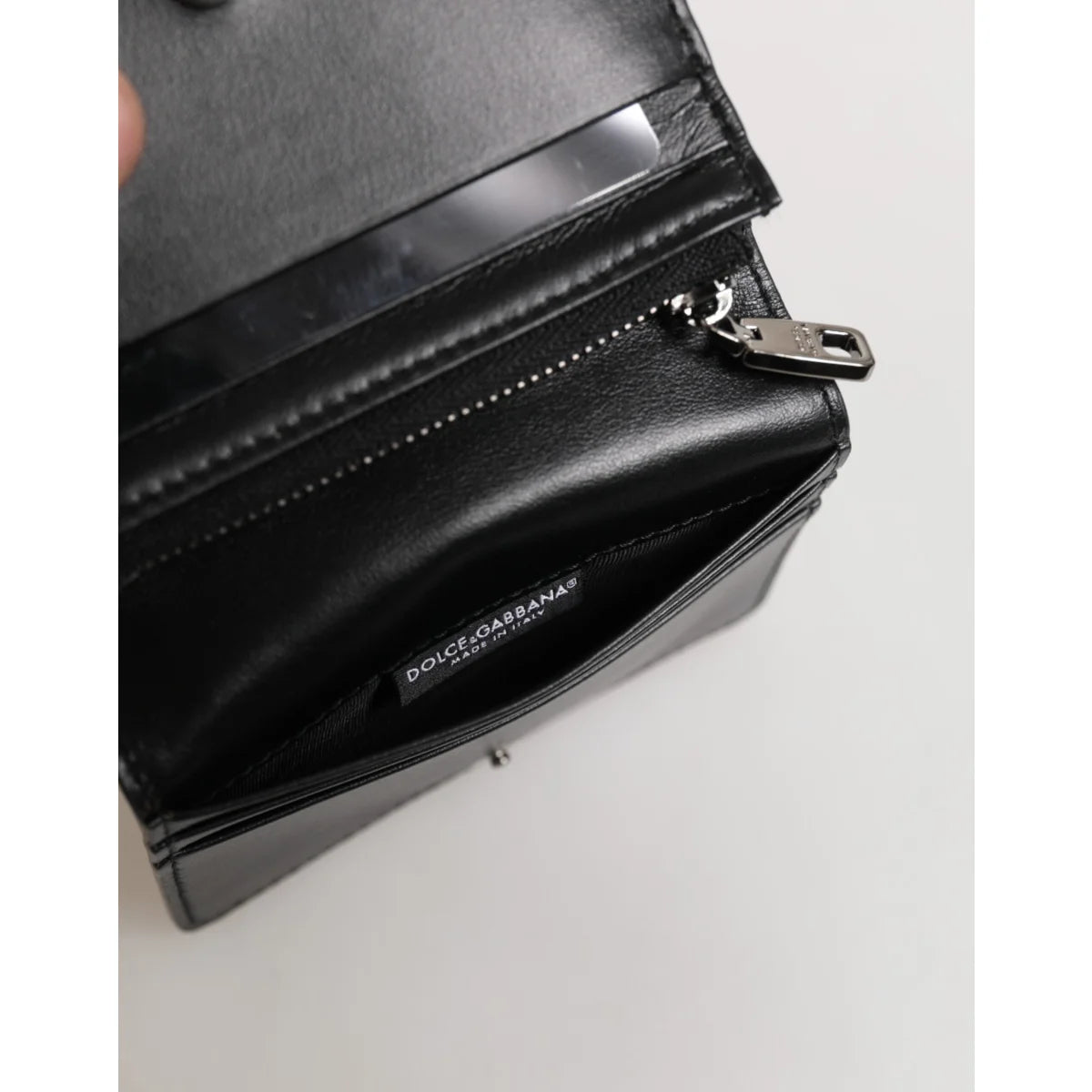 Dolce & Gabbana Black Leather Bifold Card Holder Wallet for Men