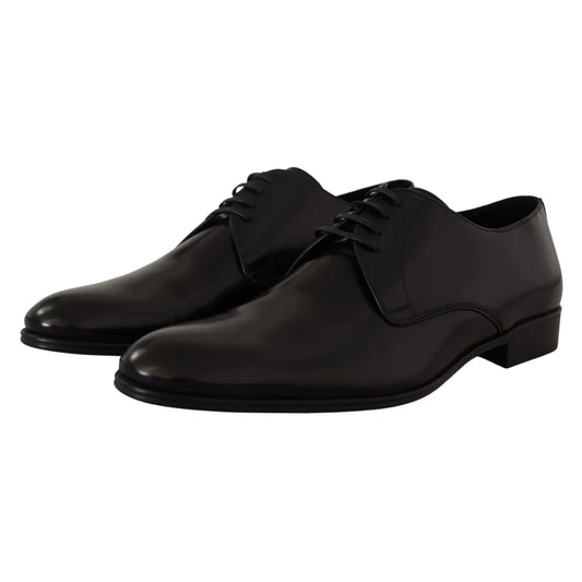 DOLCE & GABBANA Black Leather Derby Formal Elegance Dolce Gabbana