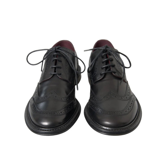 Dolce & Gabbana Black Leather Oxford Wingtip Shoes for Men