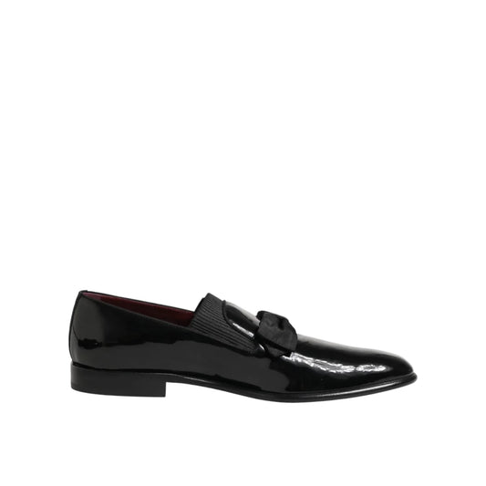 Dolce and Gabbana Black Leather Slip Dress Men Loafers &