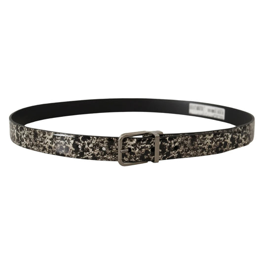 Dolce Gabbana Black Marble Print Leather Belt Sensation &