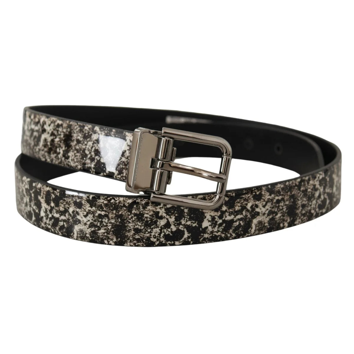 Dolce Gabbana Black Marble Print Leather Belt Sensation &