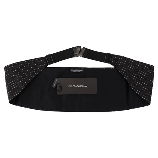 Dolce & Gabbana Black Polka Dot Wide Waist Men Belt Cummerband