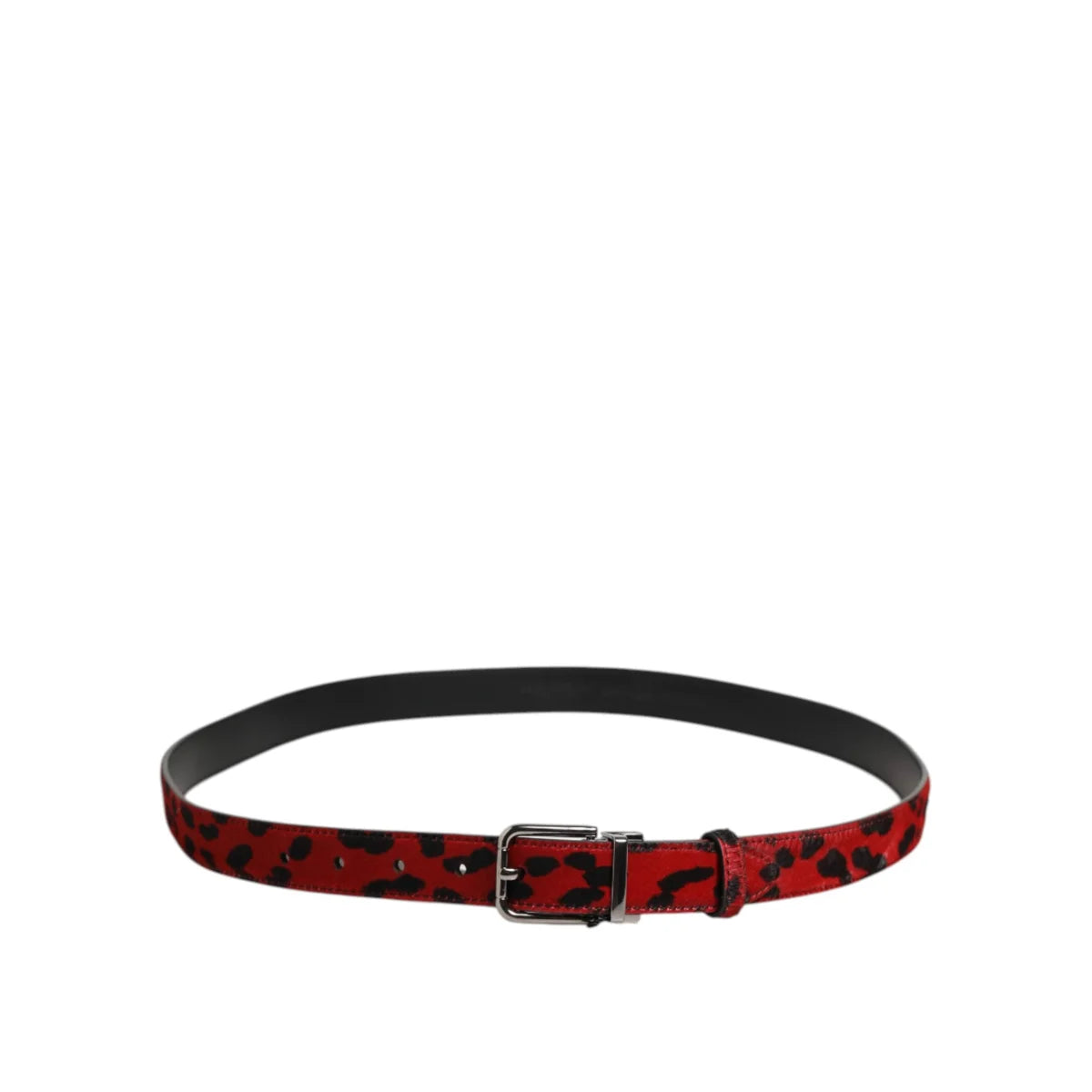 Dolce & Gabbana Black Pony Hair Belt with Sleek Metal Buckle