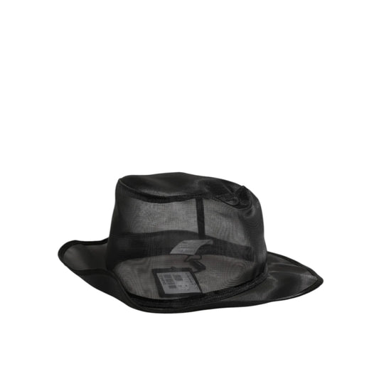 Dolce & Gabbana Black Silk Fisherman Cap with Plush Fur Trim