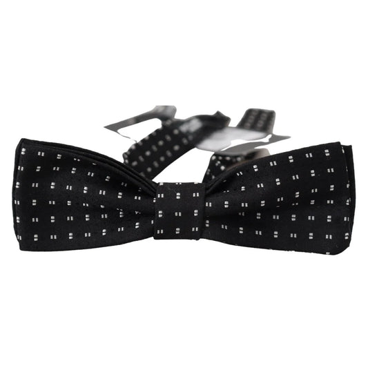 Dolce & Gabbana Black Silk Patterned Neck Papillon Accessory Bow Tie