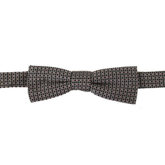 Dolce & Gabbana Black White Flower Pattern Silk Neck Papillon Tie