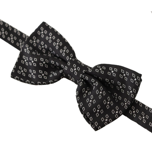Dolce & Gabbana Black White Polka Dot 100% Silk Neck Papillon Tie