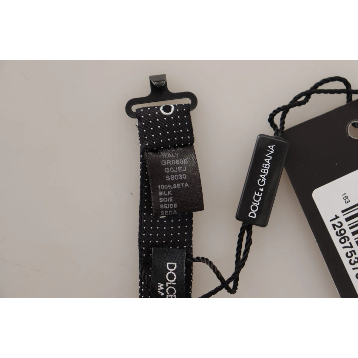 Dolce & Gabbana Black White Polka Dot 100% Silk Neck Papillon Tie