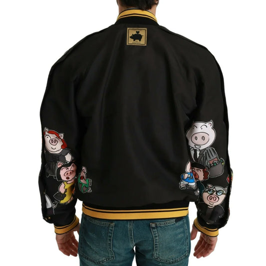 Dolce & Gabbana Black YEAR OF THE PIG Bomber Jacket