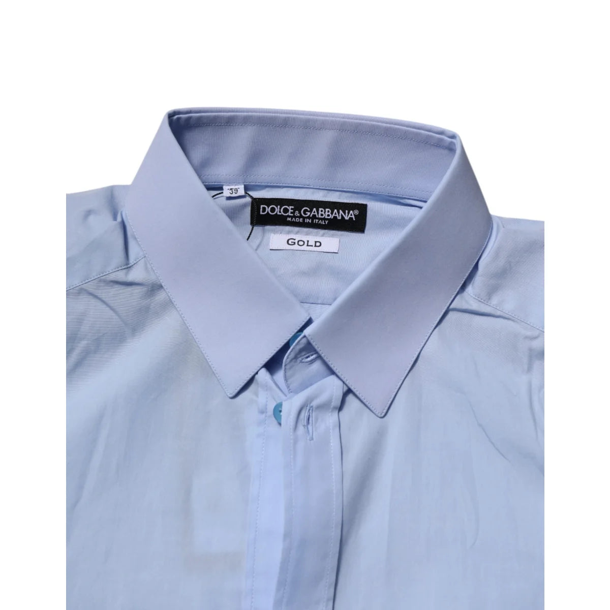 Dolce & Gabbana Blue Cotton Dress Shirt with Long Sleeves