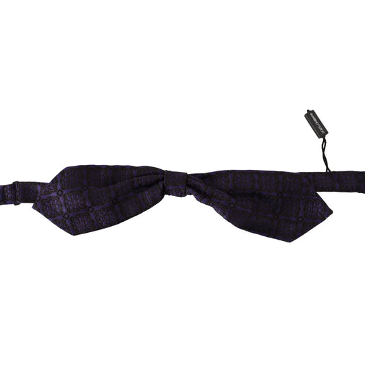 Dolce & Gabbana Blue Geometric Silk Adjustable Neck Papillon Tie