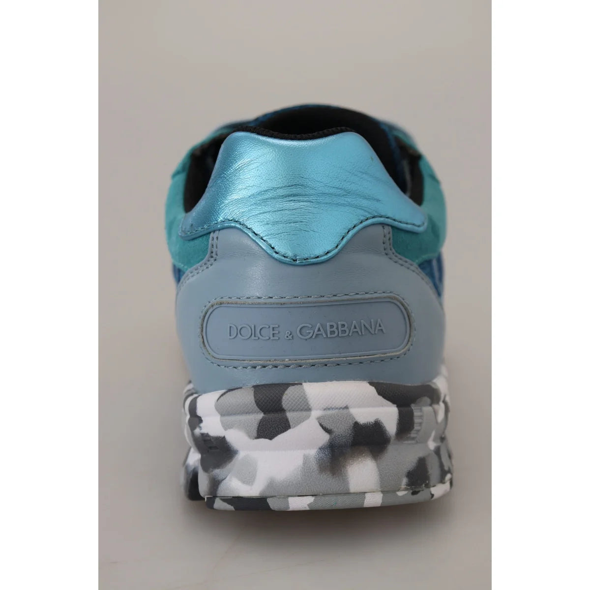 Dolce & Gabbana Blue Gray Leather Sport Low Top Sneakers