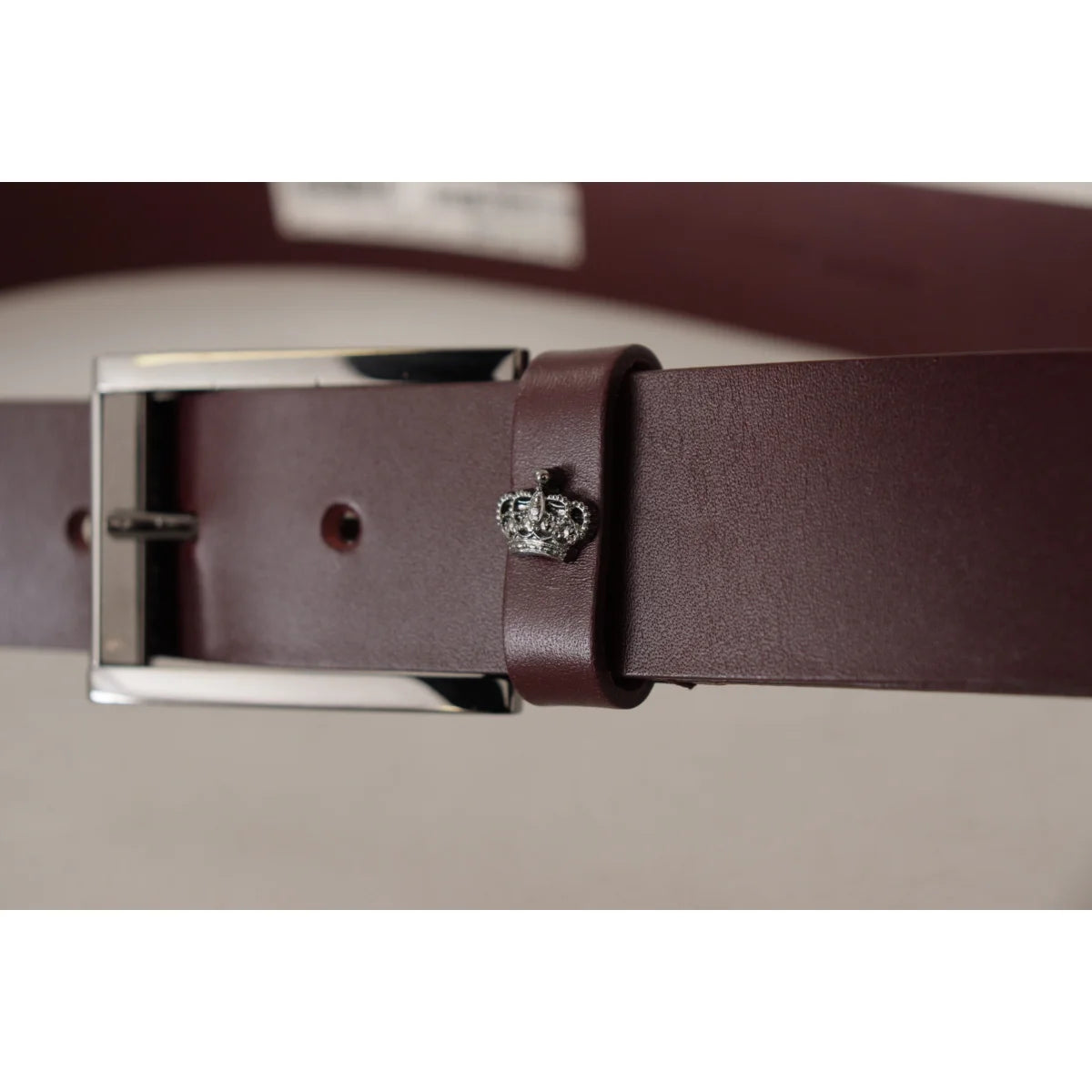 Dolce and Gabbana Brown Leather Belt with Silver Metal Buckle &