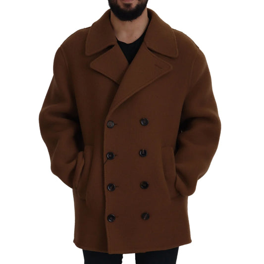 Dolce & Gabbana Brown Nylon Double Breasted Coat Jacket