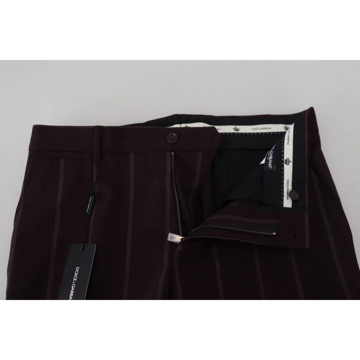 Dolce & Gabbana Brown Striped Men Trousers Cotton Pants