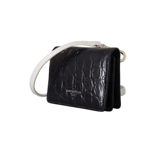 Dolce Gabbana Caiman Leather Bifold Wallet Dress Blues &