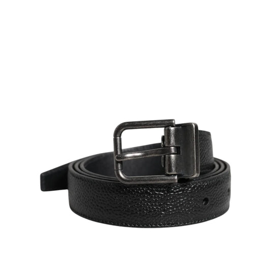 Dolce Gabbana Calf Leather Belt with Eye-Catching Metal Buckle &