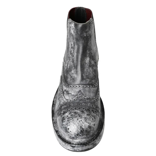 Dolce Gabbana Chelsea Gray White Fade Mens Shoes Authentic &