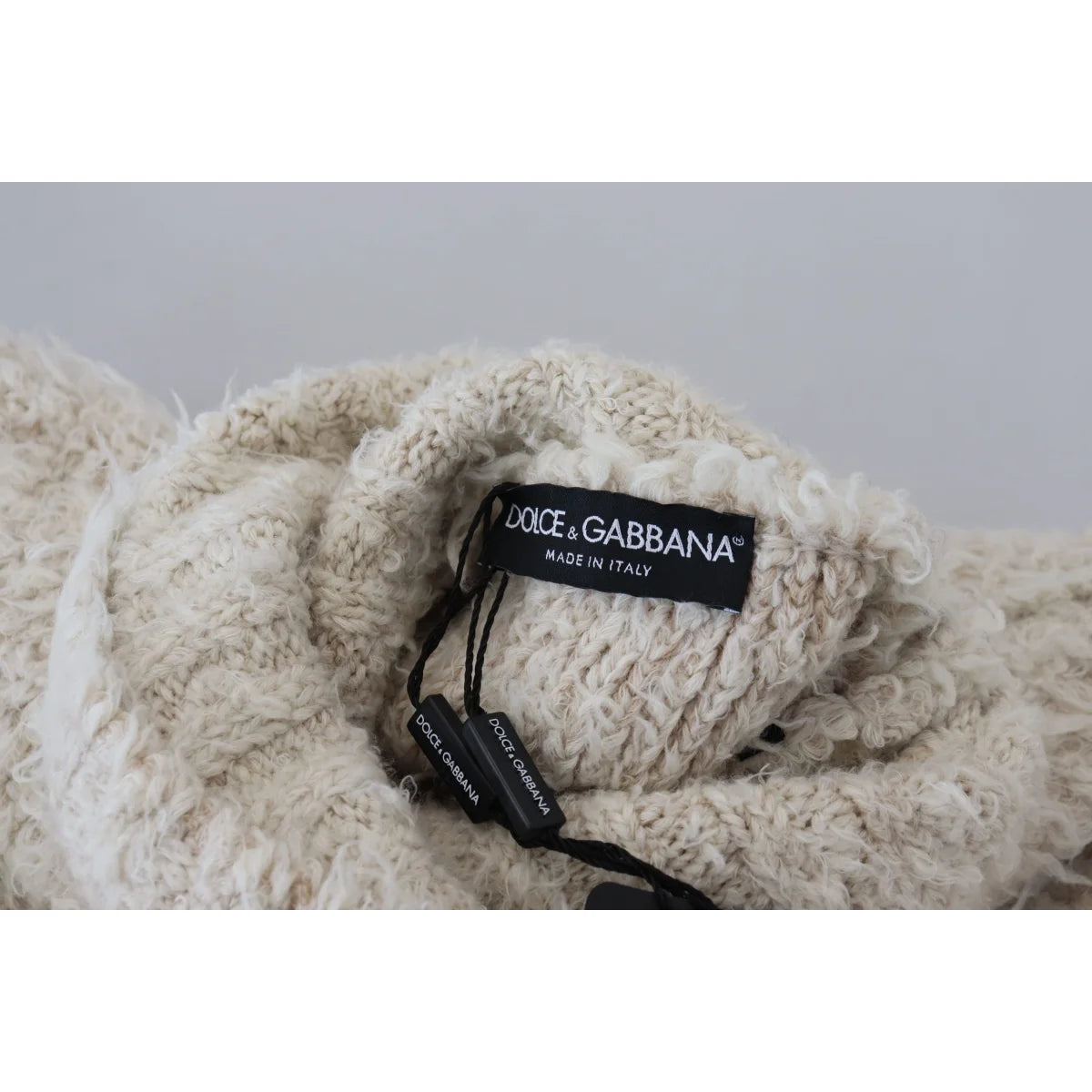 Dolce & Gabbana Cream Wool Knit Turtleneck Pullover Sweater