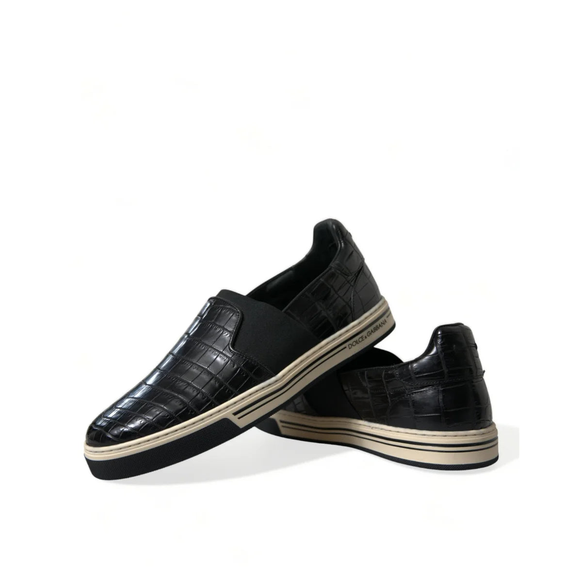 Dolce Gabbana Crocodile Leather Sneakers with Striking Logo Details &