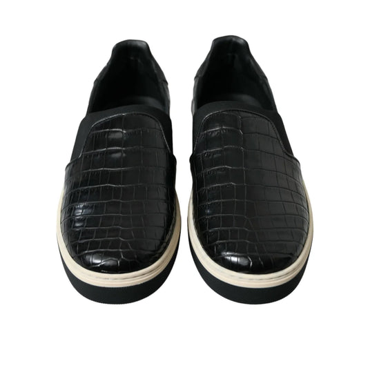 Dolce Gabbana Crocodile Leather Sneakers with Striking Logo Details &