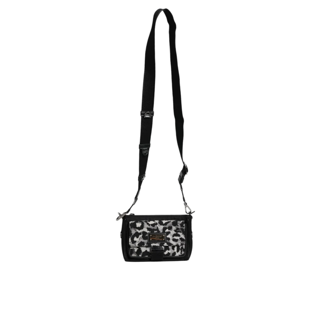 Dolce & Gabbana Crossbody Bag Black Multicolour Jacquard Leather Trim