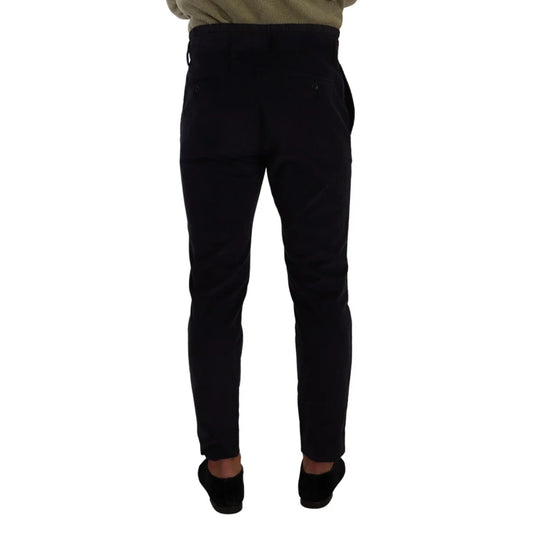 Dolce & Gabbana Dark Blue Corduroy Skinny Pants Slim Fit Sensation