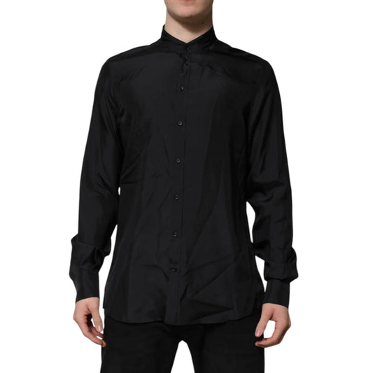 Dolce & Gabbana Dark Blue Dress Shirt Classic Menswear Elegance