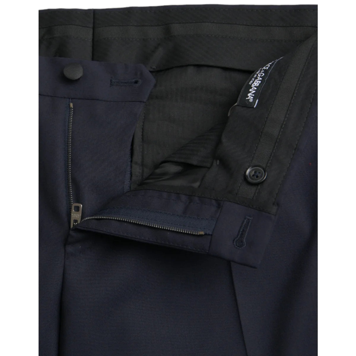 Dolce Gabbana Dark Blue Wool Dress Pants for Effortless Sophistication &