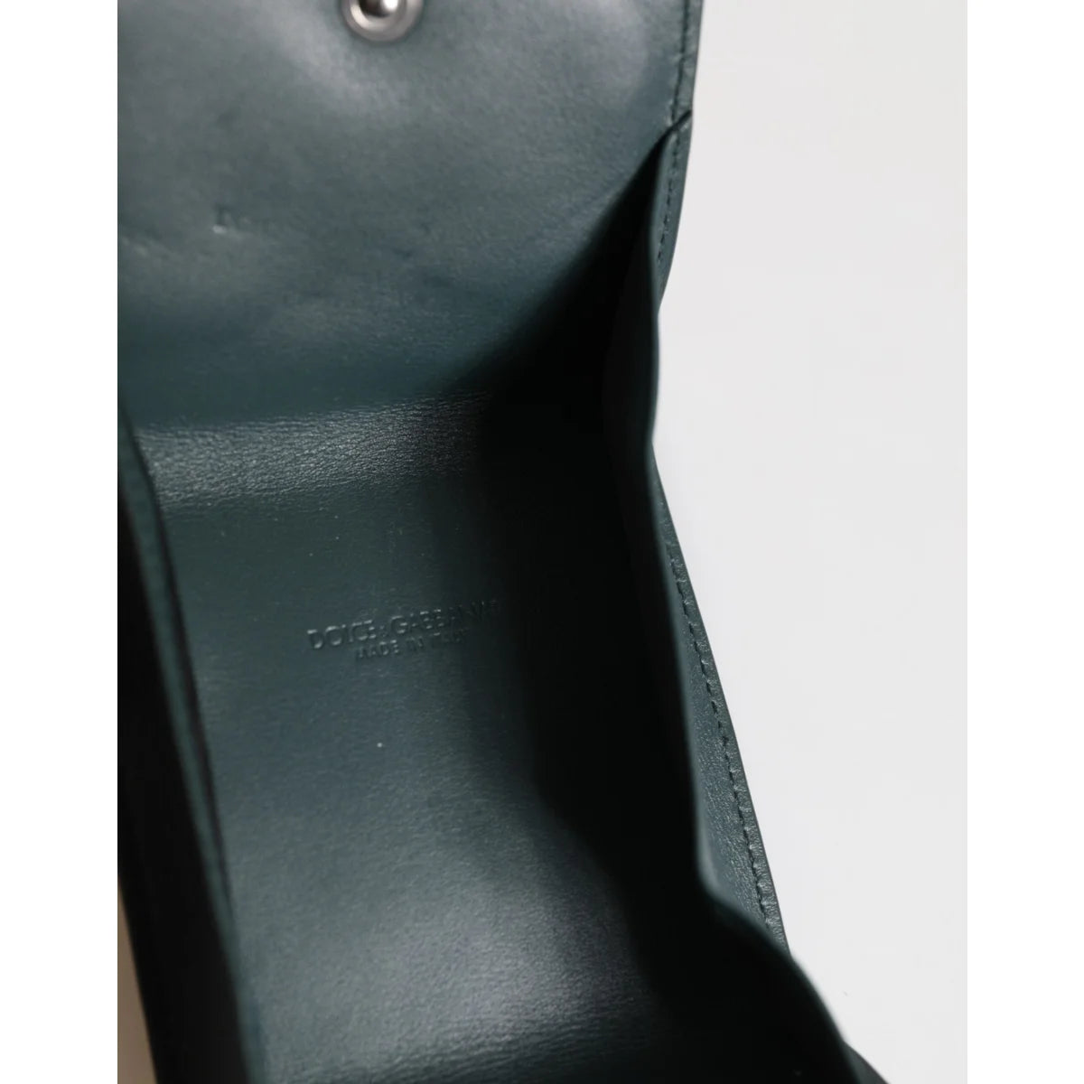 Dolce & Gabbana Dark Green Leather Coin Purse Keychain Wallet