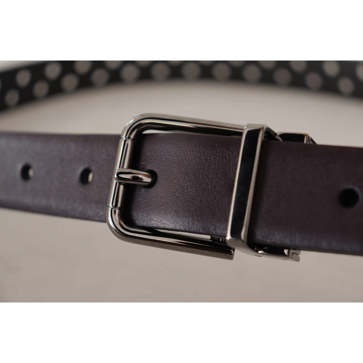 Dolce Gabbana Dark Purple Leather Belt With Metal Buckle &
