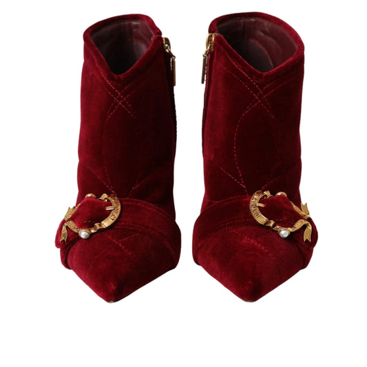 Dolce Gabbana Dark Red Leather Booties Sicilian Chic &