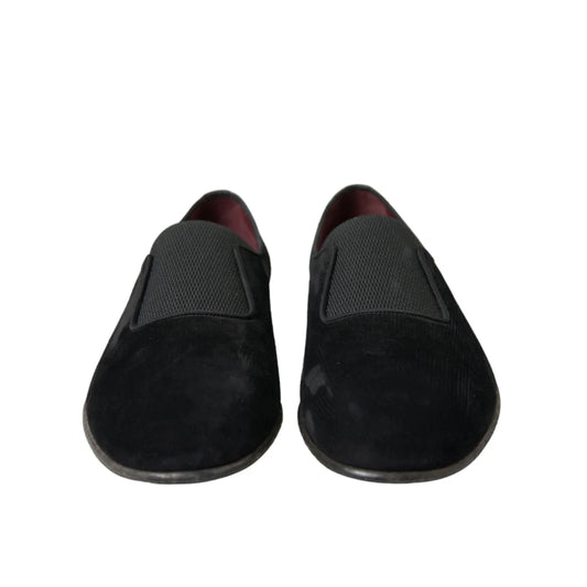 Dolce Gabbana Elegant Velor Amalfi Slip On Loafers Leather Outer Sole &