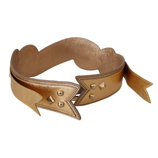 Dolce Gabbana Gold Leather Shoulder Handbag Accessory Chic Glamour &