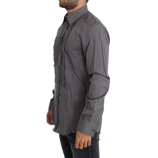 Dolce & Gabbana Gold Slim Fit Purple Torero Cotton Shirt